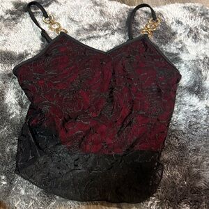 Elegant Black and Red Lace Women's Top
